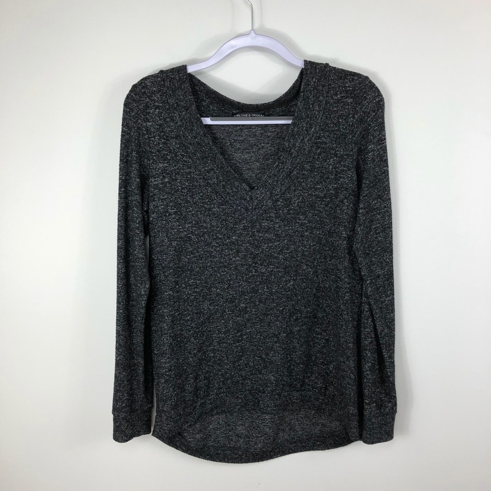 Harlowe & Graham black oversized hi-lo marled top‎